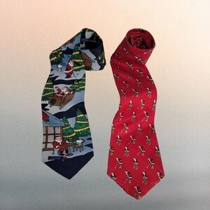 2 Christmas Santa Peanuts Snoopy Golf Classic Men's Neck Tie Dillards T01